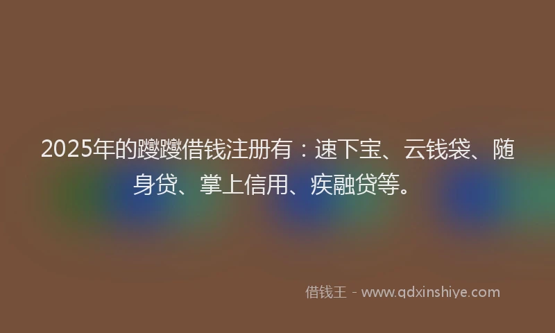 2025年的躞躞借钱注册有：速下宝、云钱袋、随身贷、掌上信用、疾融贷等。