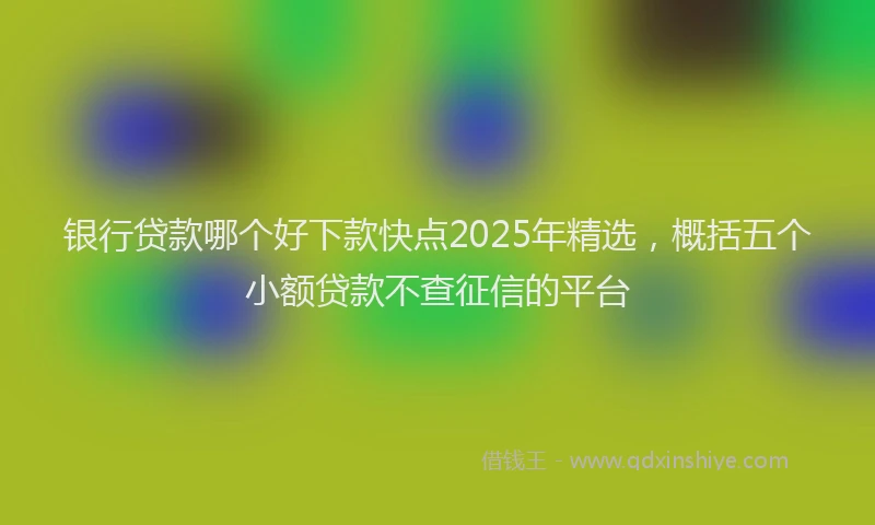银行贷款哪个好下款快点2025年精选，概括五个小额贷款不查征信的平台