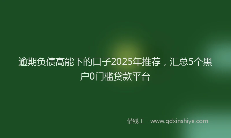 逾期负债高能下的口子2025年推荐，汇总5个黑户0门槛贷款平台