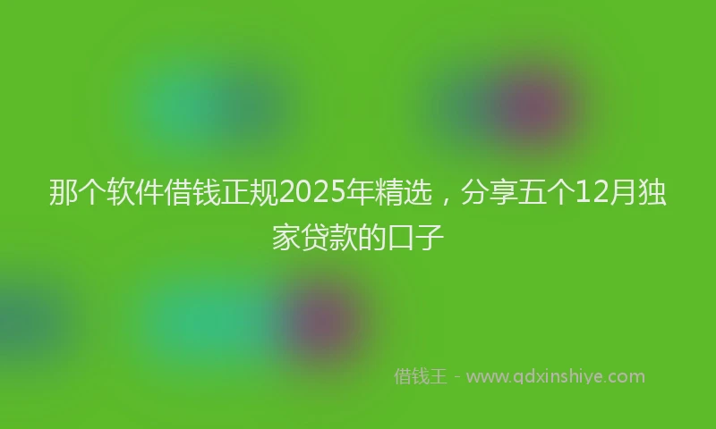 那个软件借钱正规2025年精选，分享五个12月独家贷款的口子