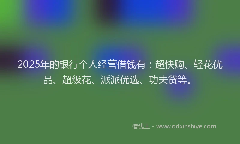 2025年的银行个人经营借钱有：超快购、轻花优品、超级花、派派优选、功夫贷等。