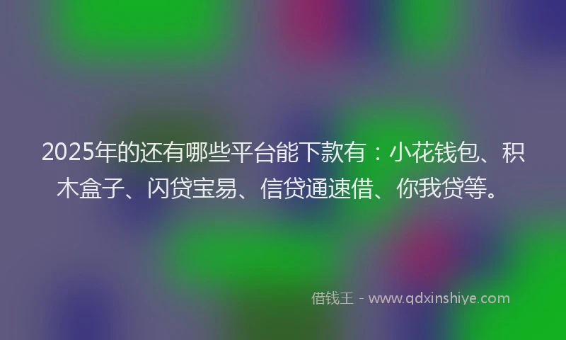 2025年的还有哪些平台能下款有：小花钱包、积木盒子、闪贷宝易、信贷通速借、你我贷等。