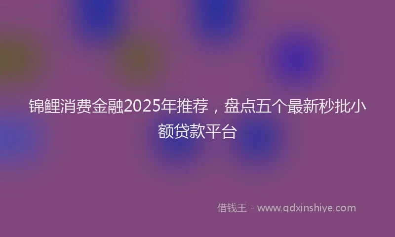 锦鲤消费金融2025年推荐，盘点五个最新秒批小额贷款平台
