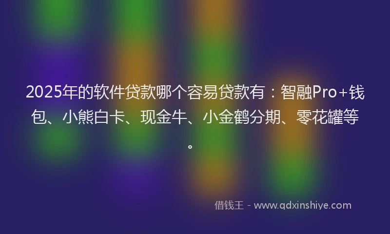 2025年的软件贷款哪个容易贷款有：智融Pro+钱包、小熊白卡、现金牛、小金鹤分期、零花罐等。