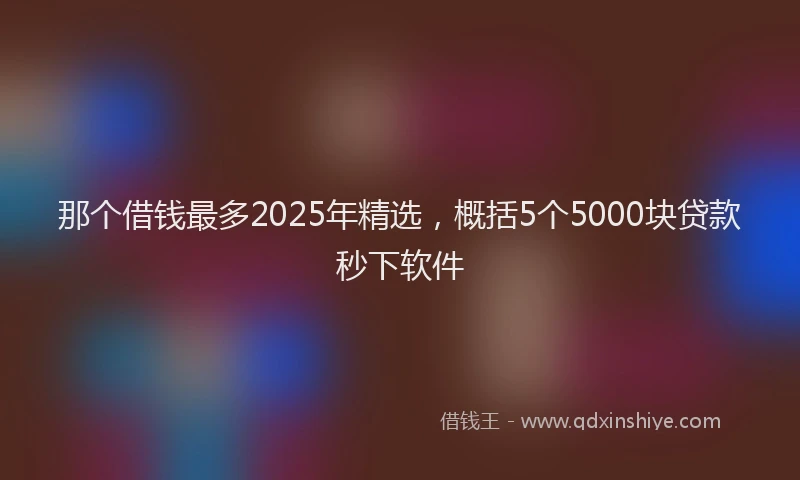 那个借钱最多2025年精选，概括5个5000块贷款秒下软件