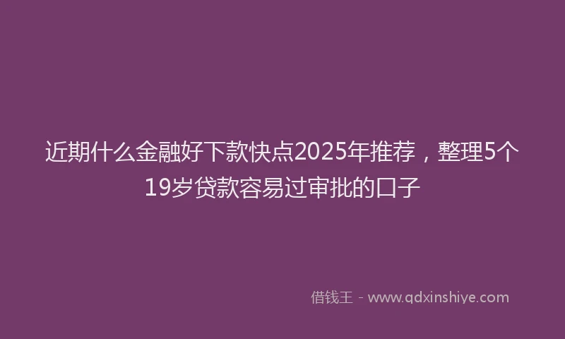 近期什么金融好下款快点2025年推荐，整理5个19岁贷款容易过审批的口子