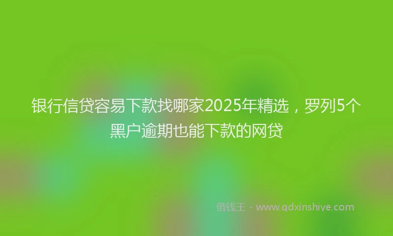 银行信贷容易下款找哪家2025年精选，罗列5个黑户逾期也能下款的网贷