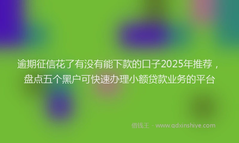 逾期征信花了有没有能下款的口子2025年推荐，盘点五个黑户可快速办理小额贷款业务的平台