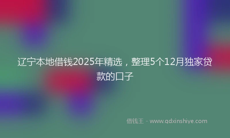 辽宁本地借钱2025年精选，整理5个12月独家贷款的口子