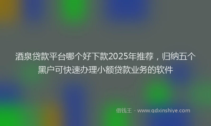 酒泉贷款平台哪个好下款2025年推荐，归纳五个黑户可快速办理小额贷款业务的软件