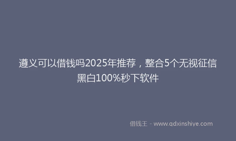遵义可以借钱吗2025年推荐，整合5个无视征信黑白100%秒下软件