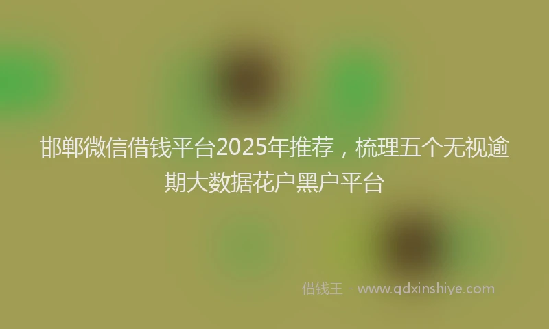 邯郸微信借钱平台2025年推荐，梳理五个无视逾期大数据花户黑户平台