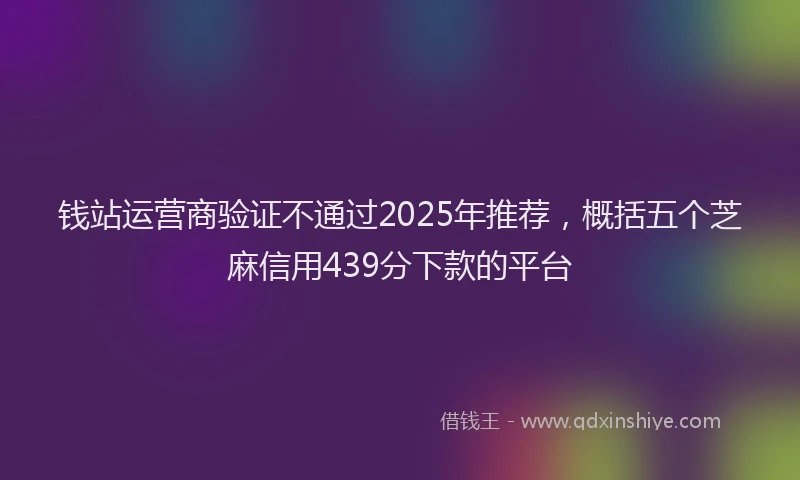钱站运营商验证不通过2025年推荐，概括五个芝麻信用439分下款的平台