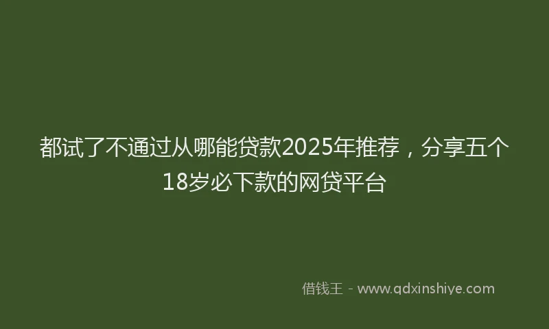 都试了不通过从哪能贷款2025年推荐，分享五个18岁必下款的网贷平台