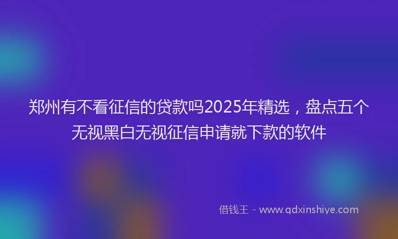 郑州有不看征信的贷款吗2025年精选，盘点五个无视黑白无视征信申请就下款的软件