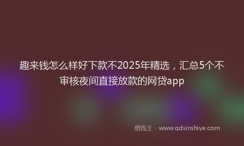 趣来钱怎么样好下款不2025年精选，汇总5个不审核夜间直接放款的网贷app