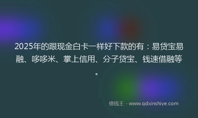 2025年的跟现金白卡一样好下款的有：易贷宝易融、哆哆米、掌上信用、分子贷宝、钱速借融等。