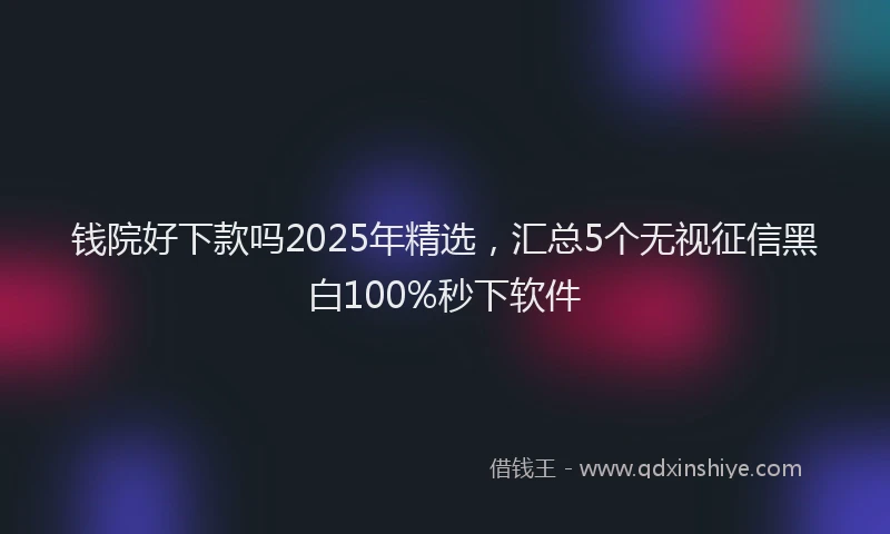 钱院好下款吗2025年精选，汇总5个无视征信黑白100%秒下软件