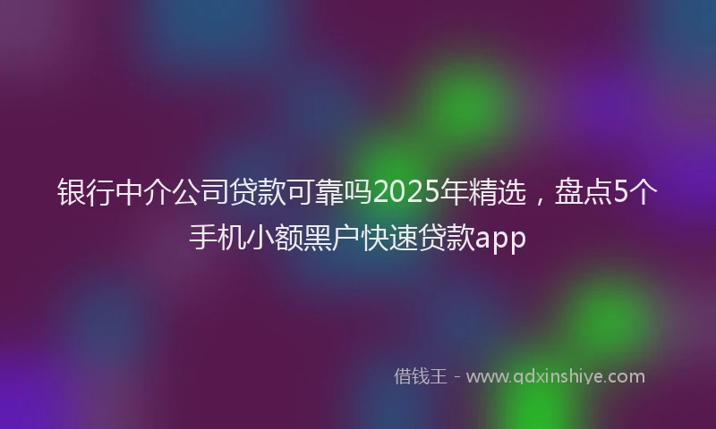 银行中介公司贷款可靠吗2025年精选，盘点5个手机小额黑户快速贷款app