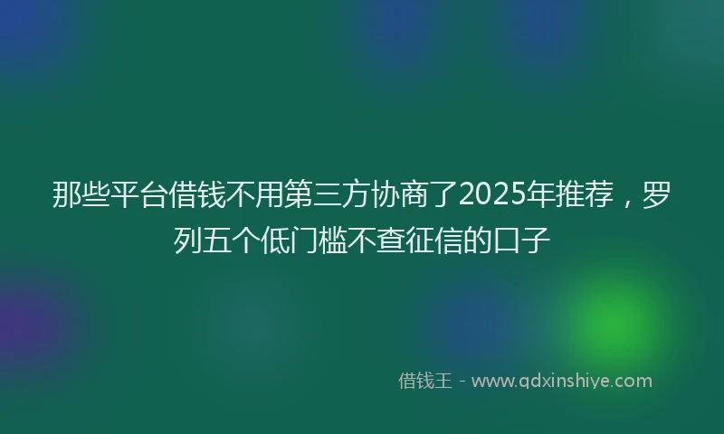 那些平台借钱不用第三方协商了2025年推荐，罗列五个低门槛不查征信的口子