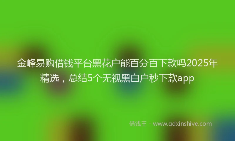 金峰易购借钱平台黑花户能百分百下款吗2025年精选，总结5个无视黑白户秒下款app