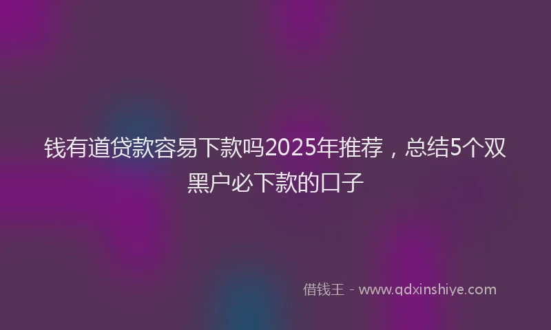 钱有道贷款容易下款吗2025年推荐，总结5个双黑户必下款的口子