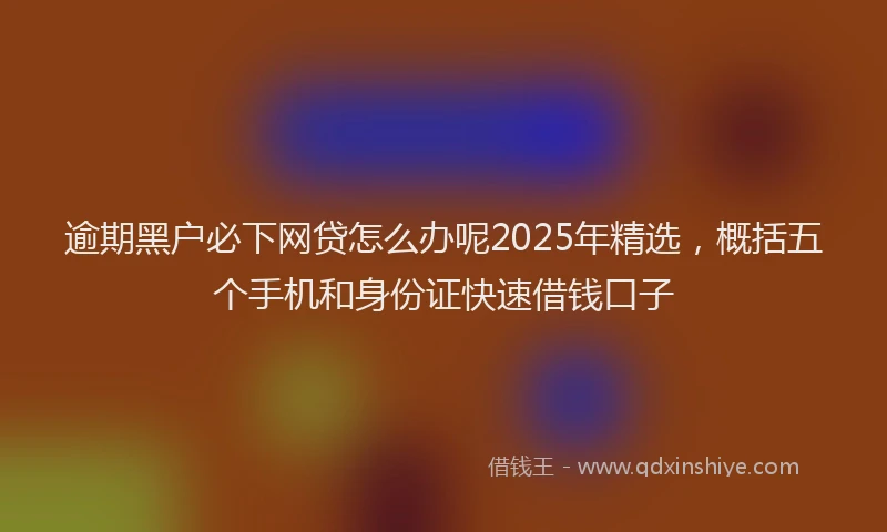 逾期黑户必下网贷怎么办呢2025年精选，概括五个手机和身份证快速借钱口子