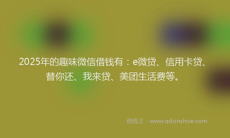 2025年的趣味微信借钱有：e微贷、信用卡贷、替你还、我来贷、美团生活费等。