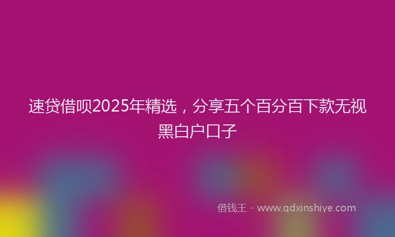 速贷借呗2025年精选，分享五个百分百下款无视黑白户口子