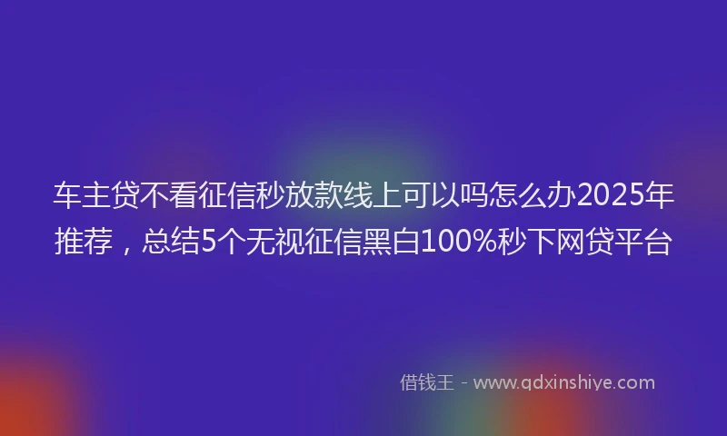 车主贷不看征信秒放款线上可以吗怎么办2025年推荐，总结5个无视征信黑白100%秒下网贷平台