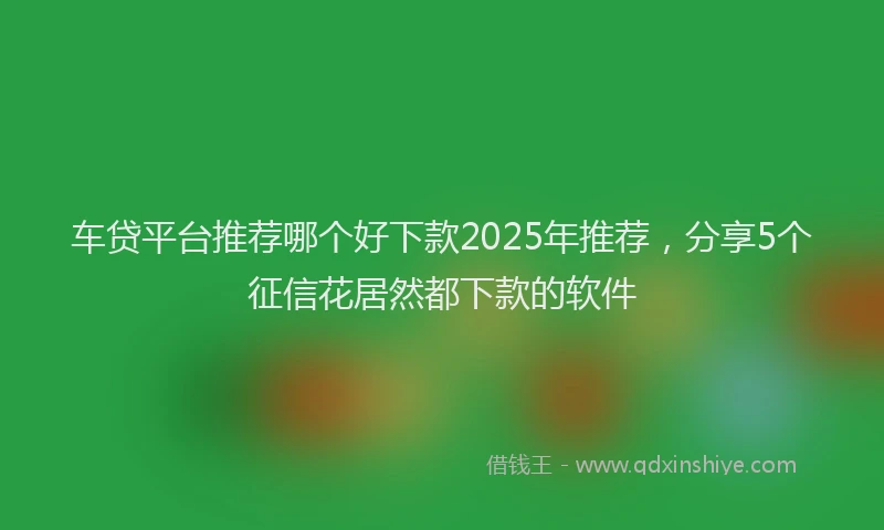 车贷平台推荐哪个好下款2025年推荐，分享5个征信花居然都下款的软件