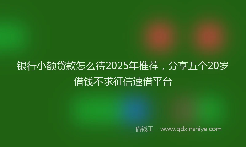 银行小额贷款怎么待2025年推荐，分享五个20岁借钱不求征信速借平台