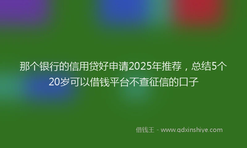 那个银行的信用贷好申请2025年推荐，总结5个20岁可以借钱平台不查征信的口子