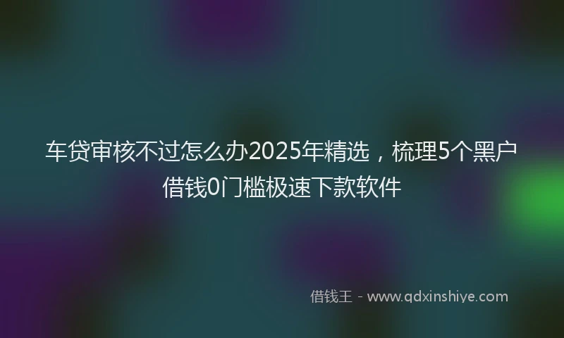 车贷审核不过怎么办2025年精选，梳理5个黑户借钱0门槛极速下款软件