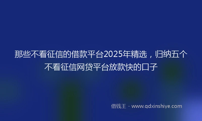 那些不看征信的借款平台2025年精选，归纳五个不看征信网贷平台放款快的口子