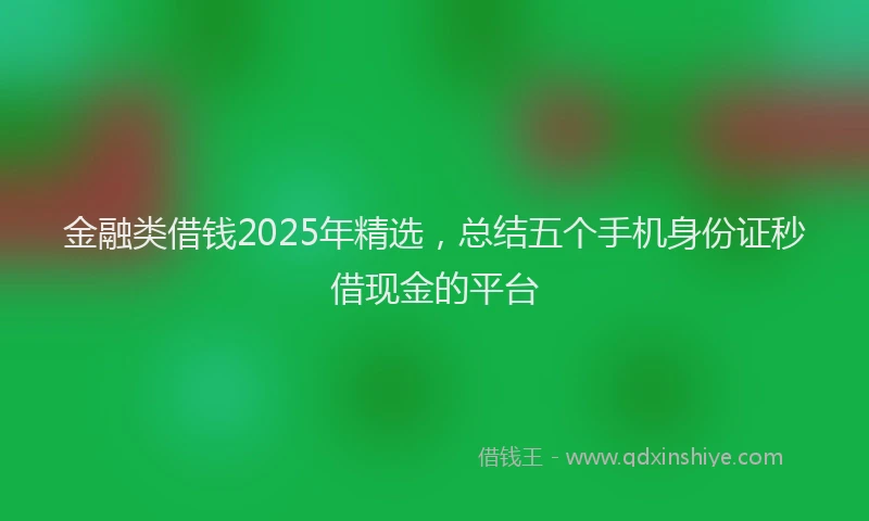 金融类借钱2025年精选，总结五个手机身份证秒借现金的平台