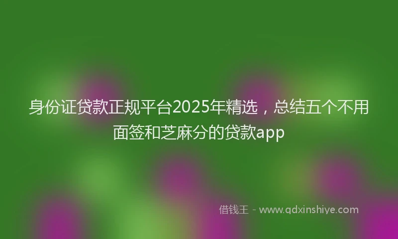 身份证贷款正规平台2025年精选，总结五个不用面签和芝麻分的贷款app