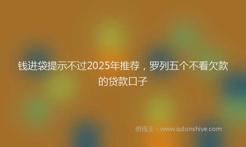 钱进袋提示不过2025年推荐，罗列五个不看欠款的贷款口子