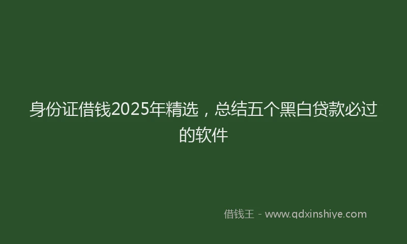 身份证借钱2025年精选，总结五个黑白贷款必过的软件