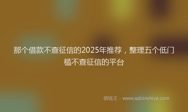那个借款不查征信的2025年推荐，整理五个低门槛不查征信的平台