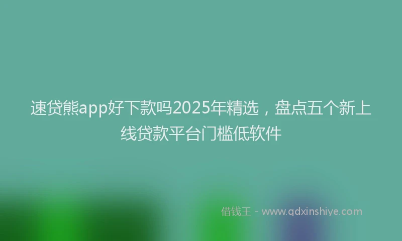 速贷熊app好下款吗2025年精选，盘点五个新上线贷款平台门槛低软件