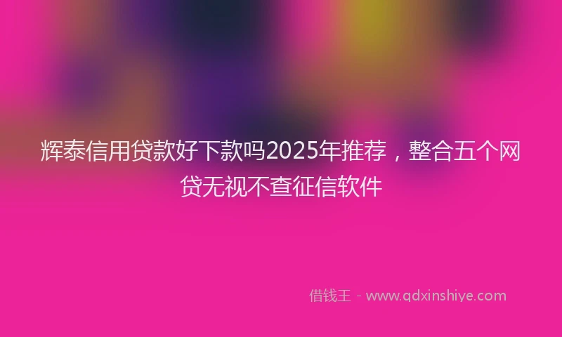 辉泰信用贷款好下款吗2025年推荐，整合五个网贷无视不查征信软件