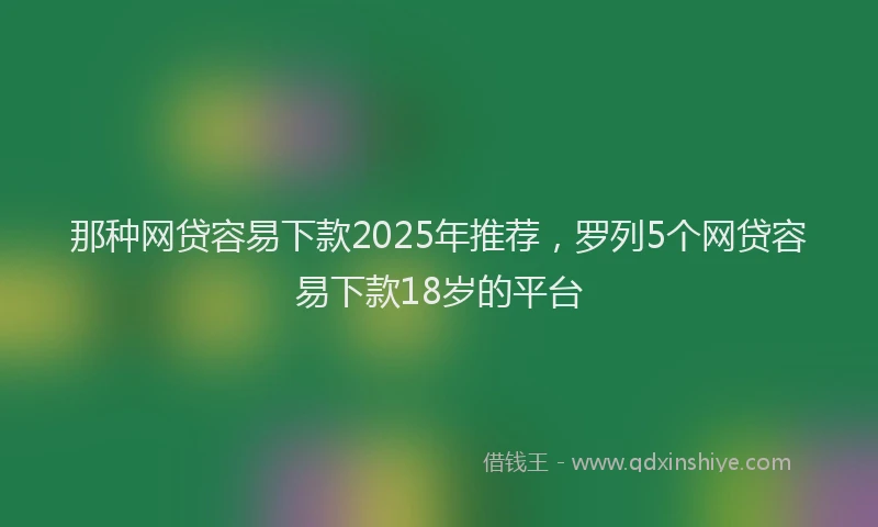 那种网贷容易下款2025年推荐，罗列5个网贷容易下款18岁的平台