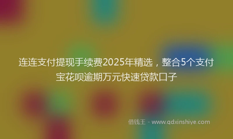 连连支付提现手续费2025年精选，整合5个支付宝花呗逾期万元快速贷款口子