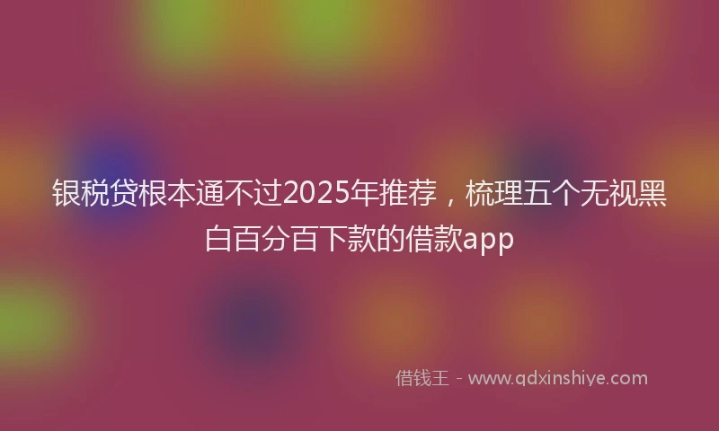 银税贷根本通不过2025年推荐，梳理五个无视黑白百分百下款的借款app