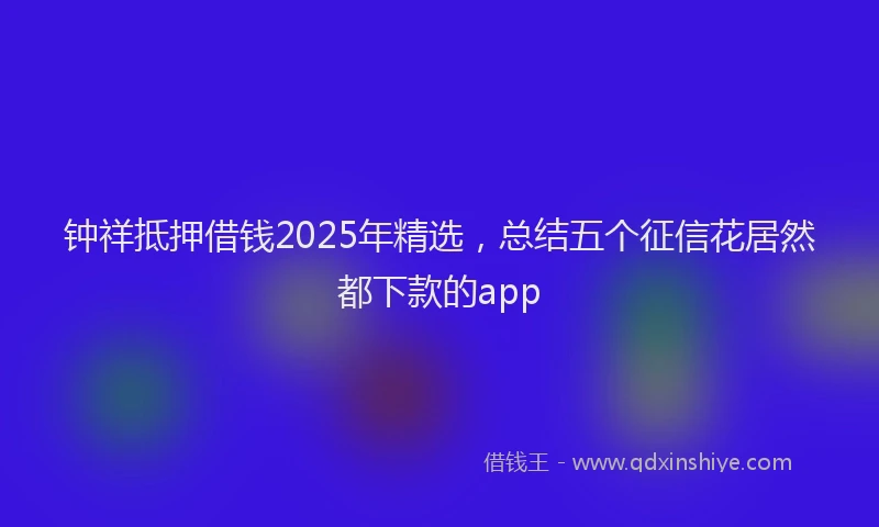 钟祥抵押借钱2025年精选，总结五个征信花居然都下款的app