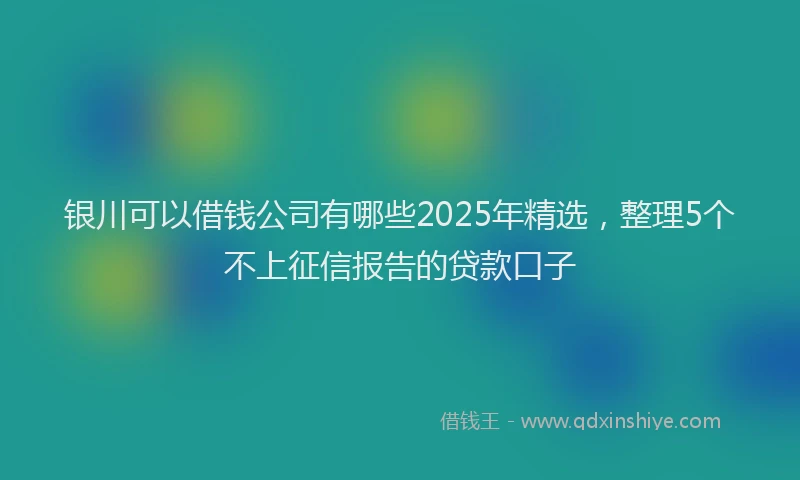 银川可以借钱公司有哪些2025年精选，整理5个不上征信报告的贷款口子