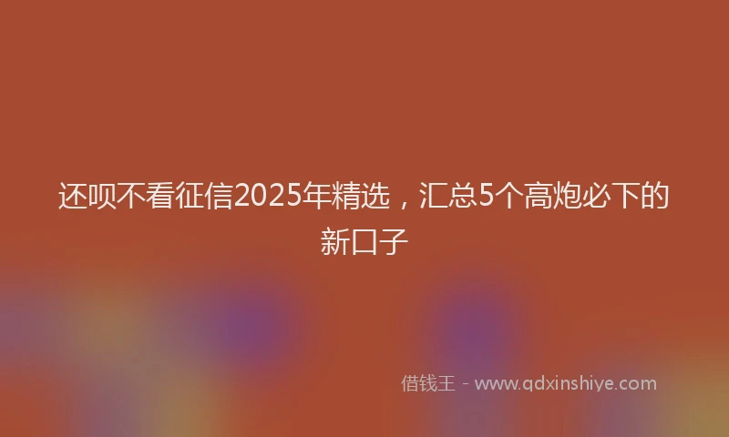 还呗不看征信2025年精选，汇总5个高炮必下的新口子