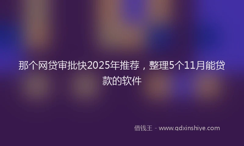 那个网贷审批快2025年推荐，整理5个11月能贷款的软件