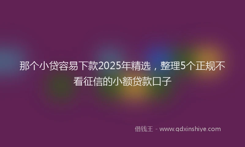 那个小贷容易下款2025年精选，整理5个正规不看征信的小额贷款口子